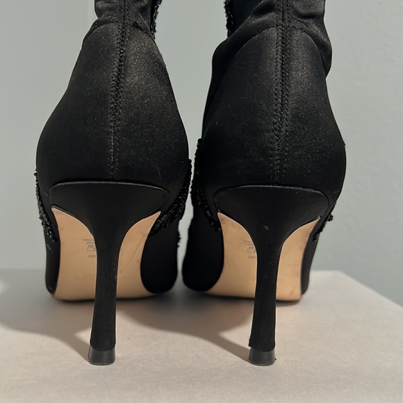 Zara Basics Black Satin Beaded Booties Boots - Picture 9 of 14